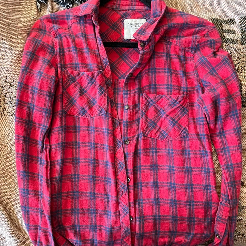Abercrombie and Fitch red flannel/ plaid shirt